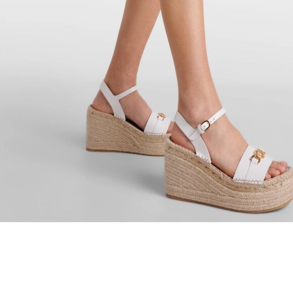 New in Box Versace Bianca Ottico Platform Wedge Sandals Size EU 40/ US 9.5 - Picture 3 of 16